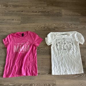Pink and White Graphic T-Shirts
